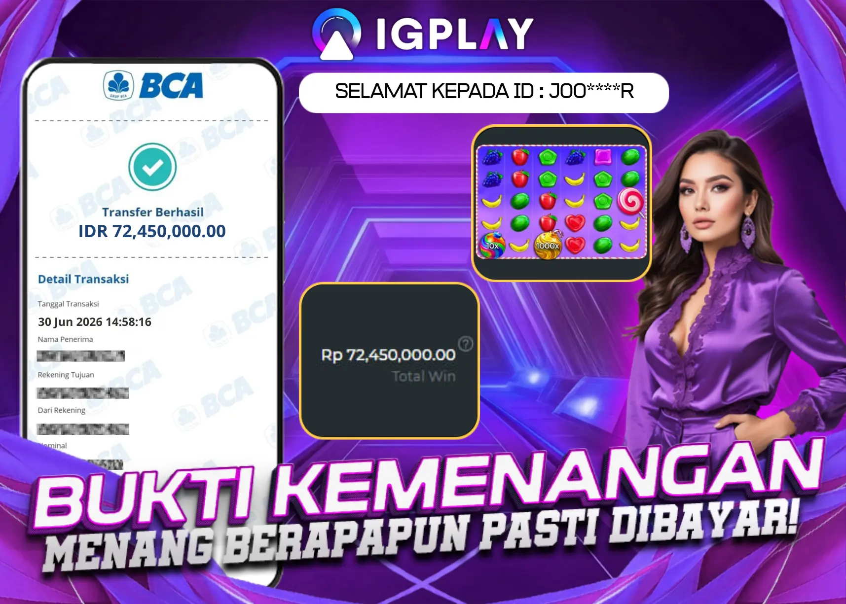Pencairan Dana Sukses 72 JT Di Sweet Bonanza 1000